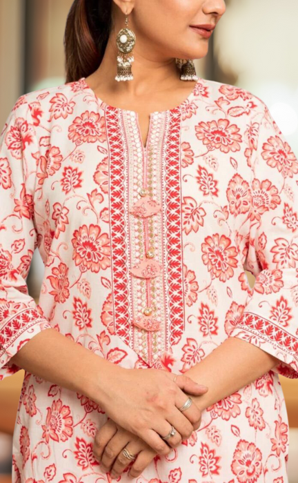 Shop Jaypore Women White Cotton Embroidered V neck Straight Fit Kurta for  Women Online 39592081